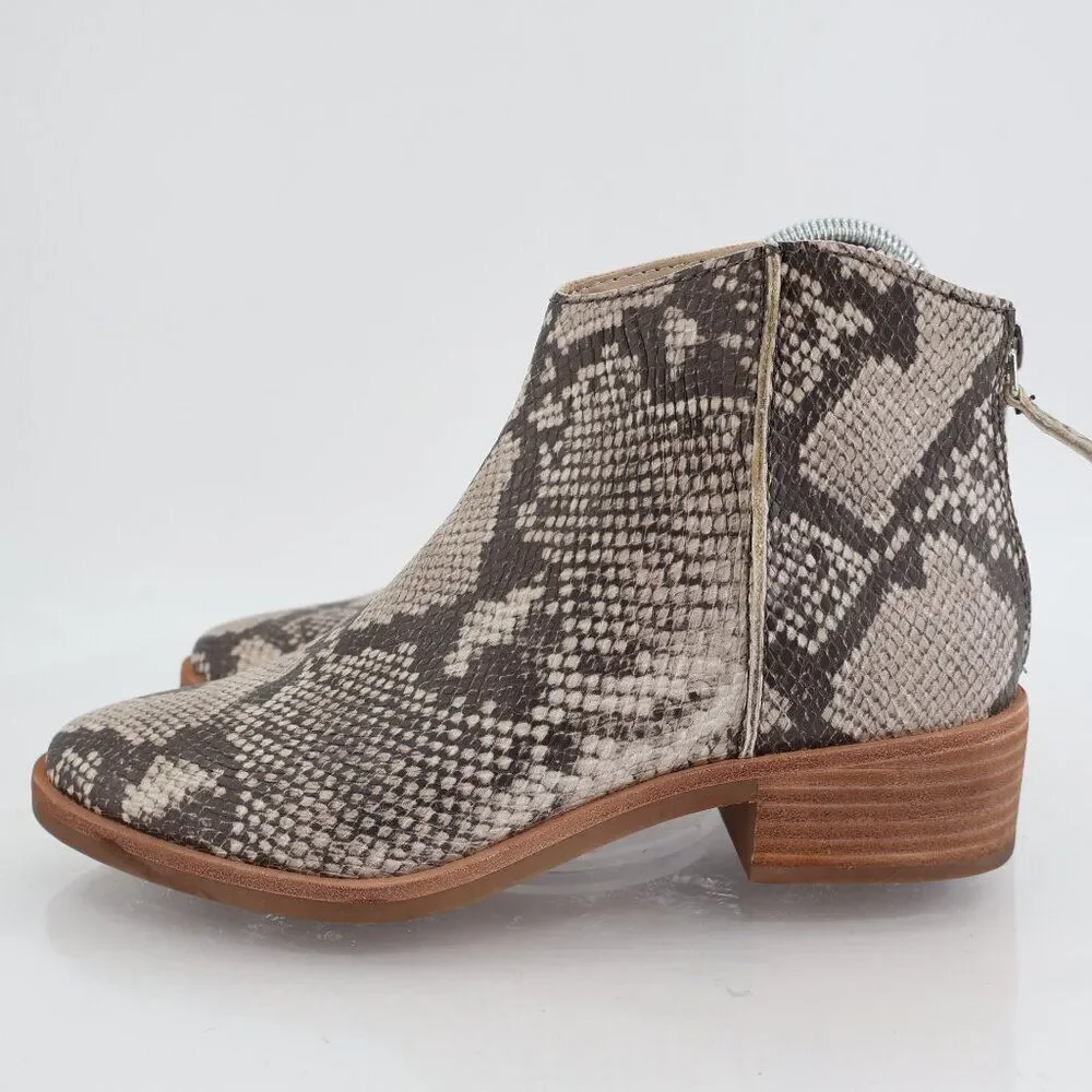 Dolce Vita Women's Tavin Boots Size 7.5 Snake Print Vegan Ankle Low Block Heel